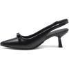 imageGreatonu Womens Kitten Heels Pointed Toe Slingback Leather Insole Dress Pumps ShoesBlackbow Tie
