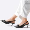 imageGreatonu Womens Kitten Heels Pointed Toe Slingback Leather Insole Dress Pumps ShoesBlackbow Tie