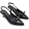 imageGreatonu Womens Kitten Heels Pointed Toe Slingback Leather Insole Dress Pumps ShoesBlackbow Tie