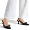 imageGreatonu Womens Kitten Heels Pointed Toe Slingback Leather Insole Dress Pumps ShoesBlackbow Tie