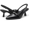 imageGreatonu Womens Kitten Heels Pointed Toe Slingback Leather Insole Dress Pumps ShoesBlackmary Jane