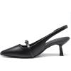 imageGreatonu Womens Kitten Heels Pointed Toe Slingback Leather Insole Dress Pumps ShoesBlackmary Jane