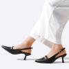 imageGreatonu Womens Kitten Heels Pointed Toe Slingback Leather Insole Dress Pumps ShoesBlackmary Jane