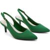 imageGreatonu Womens Kitten Heels Pointed Toe Slingback Leather Insole Dress Pumps ShoesGreen