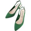 imageGreatonu Womens Kitten Heels Pointed Toe Slingback Leather Insole Dress Pumps ShoesGreen