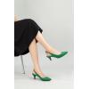 imageGreatonu Womens Kitten Heels Pointed Toe Slingback Leather Insole Dress Pumps ShoesGreen