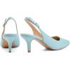 imageGreatonu Womens Kitten Heels Pointed Toe Slingback Leather Insole Dress Pumps ShoesLight Blue