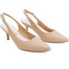 imageGreatonu Womens Kitten Heels Pointed Toe Slingback Leather Insole Dress Pumps ShoesNudePu