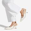 imageGreatonu Womens Kitten Heels Pointed Toe Slingback Leather Insole Dress Pumps ShoesWhitemary Jane