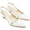 imageGreatonu Womens Kitten Heels Pointed Toe Slingback Leather Insole Dress Pumps ShoesWhitemary Jane
