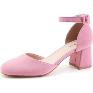 imageGreatonu Womens Block Heels Square Toe Ankle Strap Court Shoes for Women Party Wedding Date Office Pumps Dress Shoes