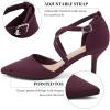 imageGreatonu Womens Low Heeled Closed Pointed Toe Pumps Kitten Heel Cross Strap Wedding Bridal Party Office Dress ShoesBurgundy