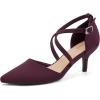 imageGreatonu Womens Low Heeled Closed Pointed Toe Pumps Kitten Heel Cross Strap Wedding Bridal Party Office Dress ShoesBurgundy