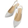imageGreatonu Womens Kitten Heels Pointed Toe Slingback Leather Insole Dress Pumps ShoesSliver 1