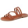 imageGreatonu Braided Sandals For Women 2025 Open Toe Fashion Slide Sandals Women Dressy Summer Flat US Size 611Camel