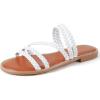 imageGreatonu Braided Sandals For Women 2025 Open Toe Fashion Slide Sandals Women Dressy Summer Flat US Size 611White