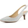 imageGreatonu Womens Kitten Heels Pointed Toe Slingback Leather Insole Dress Pumps ShoesSliver 1