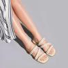 imageGreatonu Womens Square Toe Braided Flat Sandals Dressy Summer Open Toe Slides Sandals for Women 2025 Strappy Slip On Woven SandalsBeige