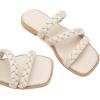 imageGreatonu Womens Square Toe Braided Flat Sandals Dressy Summer Open Toe Slides Sandals for Women 2025 Strappy Slip On Woven SandalsBeige