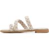 imageGreatonu Womens Square Toe Braided Flat Sandals Dressy Summer Open Toe Slides Sandals for Women 2025 Strappy Slip On Woven SandalsBeige