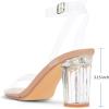 imageGreatonu Clear Heels Sandals for Women 2026 Open Toe Ankle Strap Clear Chunky Heels Sandal Dressy Party Wedding Shoes Transparent High Heeled SandalsBeige