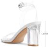 imageGreatonu Clear Heels Sandals for Women 2026 Open Toe Ankle Strap Clear Chunky Heels Sandal Dressy Party Wedding Shoes Transparent High Heeled SandalsWhite