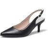 imageGreatonu Womens Kitten Heels Pointed Toe Slingback Dress Pumps ShoesBlack Pu
