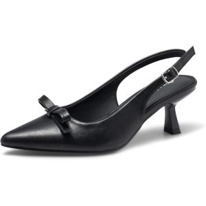 imageGreatonu Womens Kitten Heels Pointed Toe Slingback Dress Pumps ShoesBlackbow Tie