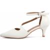 image:imageGreatonu Womens Pumps Low Heeled Closed Pointed Toe Kitten Heel Cross Strap Wedding Bridal Party Office Dress Shoes White 75