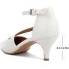 image:imageGreatonu Womens Pumps Low Heeled Closed Pointed Toe Kitten Heel Cross Strap Wedding Bridal Party Office Dress Shoes White 75