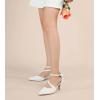 image:imageGreatonu Womens Pumps Low Heeled Closed Pointed Toe Kitten Heel Cross Strap Wedding Bridal Party Office Dress Shoes White 75