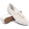 image:imageGreatonu Womens Ballet Flats Round Toe Slip on Lace ballerina Flat Comfortable Wedding Casual Dressy Floral Flats ShoesWhite