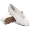 image:imageGreatonu Womens Ballet Flats Round Toe Slip on Lace ballerina Flat Comfortable Wedding Casual Dressy Floral Flats ShoesWhite Lining