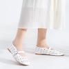 image:imageGreatonu Womens Ballet Flats Round Toe Slip on Lace ballerina Flat Comfortable Wedding Casual Dressy Floral Flats ShoesWhitepu