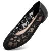 image:imageGreatonu Womens Ballet Flats Round Toe Slip on Lace ballerina Flat Comfortable Wedding Casual Dressy Floral Flats ShoesBlack