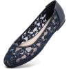 image:imageGreatonu Womens Ballet Flats Round Toe Slip on Lace ballerina Flat Comfortable Wedding Casual Dressy Floral Flats ShoesNavy Blue