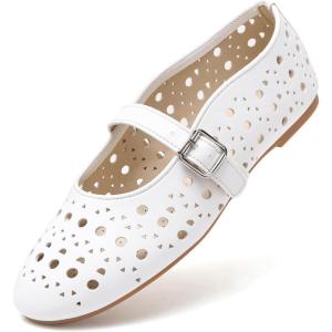 image:imageGreatonu Womens Ballet Flats Round Toe Slip on Lace ballerina Flat Comfortable Wedding Casual Dressy Floral Flats ShoesWhitepu